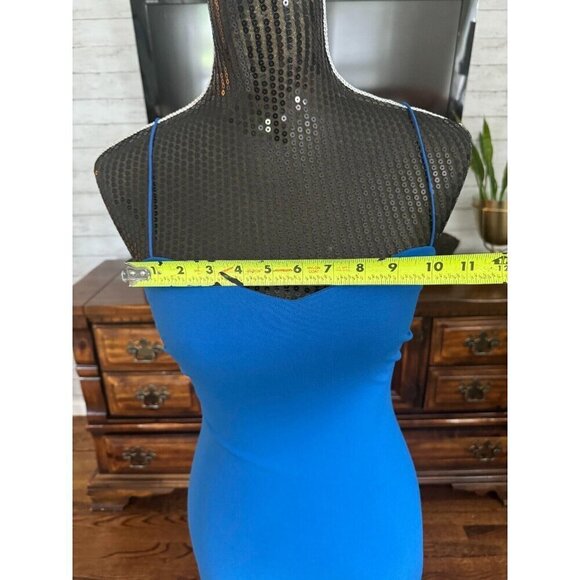 Likely Verona Spaghetti Strap Ruffle Hem Blue Cocktail Dress Size 0 - Picture 3 of 5
